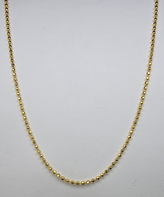 18CT YELLOW GOLD ITALIAN IMPORTED DIAMOND CUT 1.5MM BALL 45CM 4.7G CHAIN