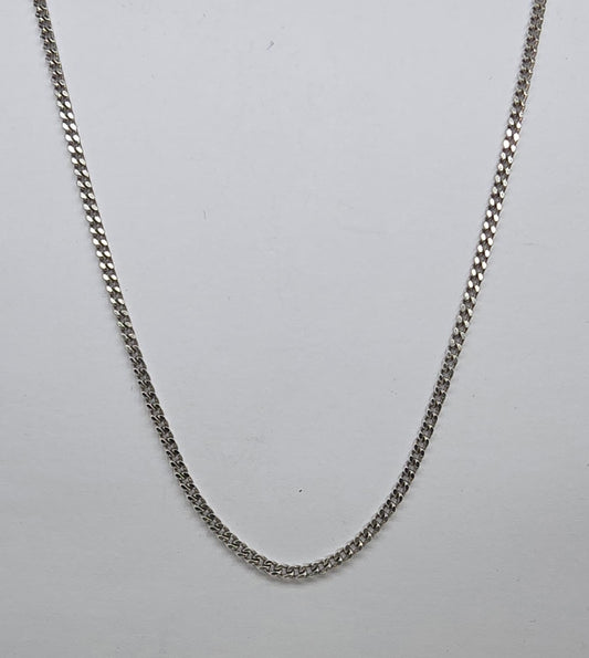 18CT WHITE GOLD ITALIAN SOLID CURB 42CM 1.4MM WIDE CHAIN 3.1GRAMS