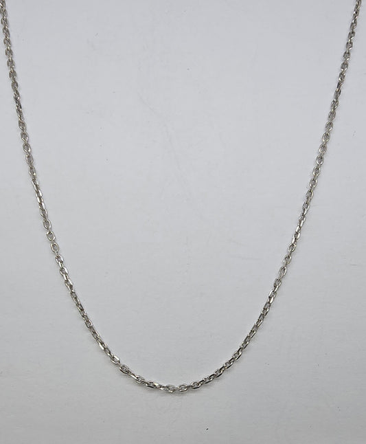 9CT WHITE GOLD IMPORTED DIAMOND CUT TRACE CHAIN 45CM 1.29GRAMS