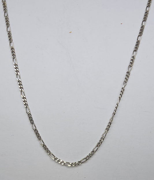 9CT WHITE GOLD SOLID 45CM 3 X 1 FIGARO CHAIN 2.4 GRAMS