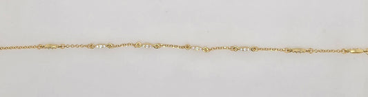 9CT YELLOW GOLD 16-18CM IMPORTED 7 5X1.8MM PAVE SET CUBIC ZIRCONIA MARQUISE SHAPE CHARMS BRACELET.