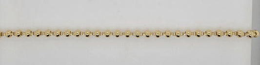 9CT YELLOW GOLD IMPORTED 19CM 5MM BALL 5.42GRAM BRACELET.