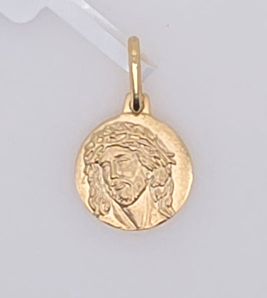 9CT YELLOW GOLD IMPORTED 12MM JESUS PENDANT.