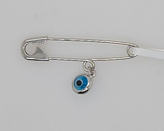 9CT WHITE GOLD IMPORTED EVIL EYE PIN.