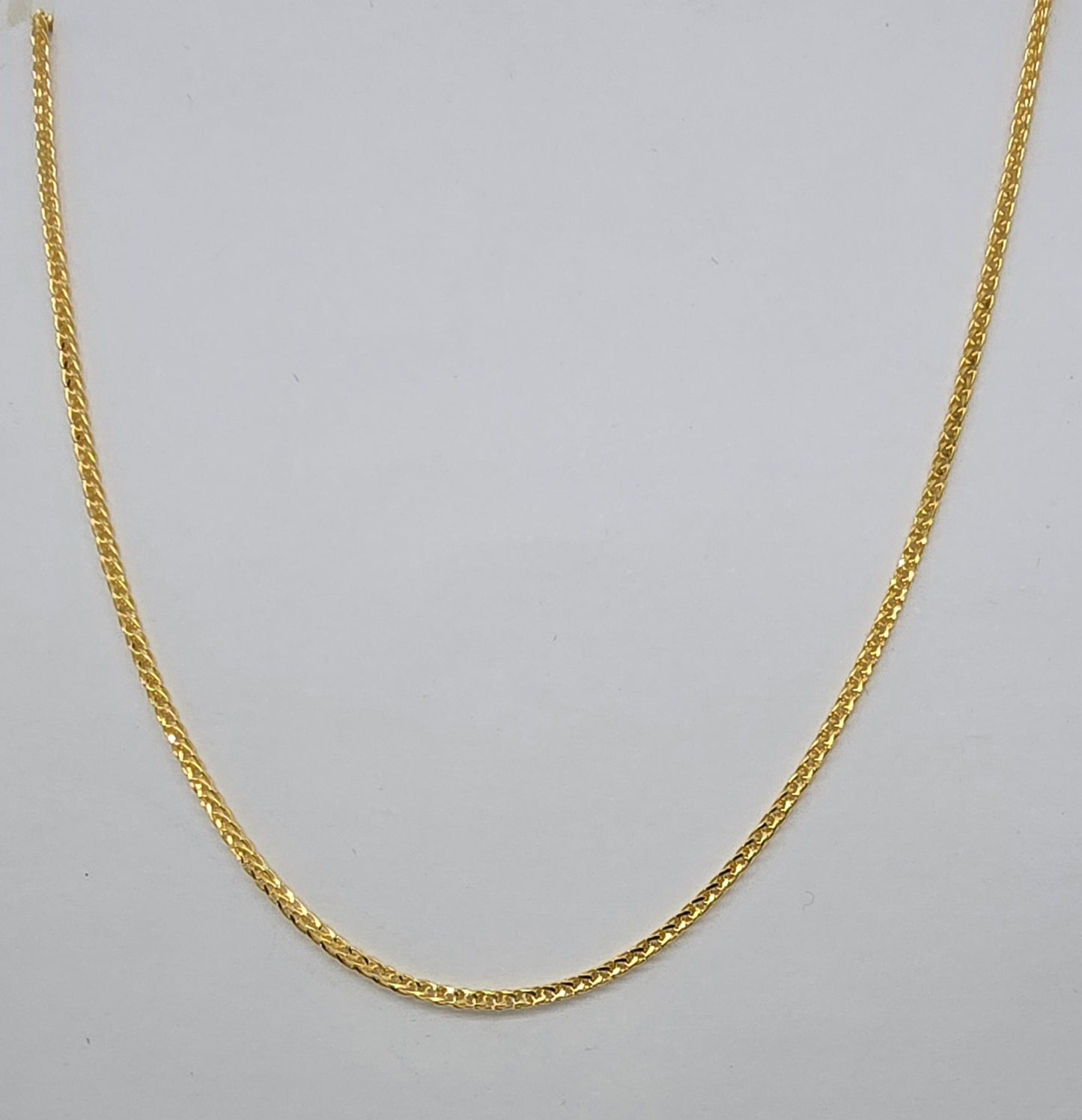 9CT YELLOW GOLD IMPORTED 50CM X .8MM ADJUSTABLE FOXTAIL CHAIN 2.48GRAMS.