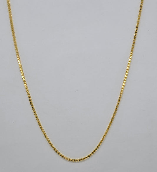 9CT YELLOW GOLD IMPORTED 45CM X 1MM FRANCO CHAIN 2.78GRAMS.