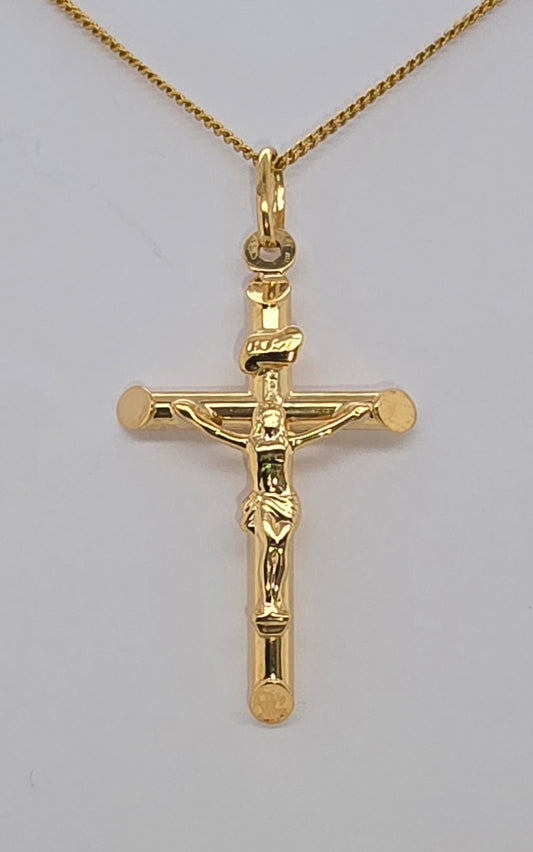 9CT YELLOW GOLD IMPORTED 32MM X 21MM  CRUCIFIX