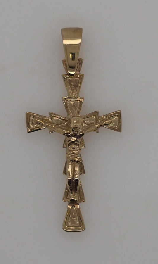 9CT YELLOW GOLD SOLID 30MM X 17MM FANCY CRUCIFIX