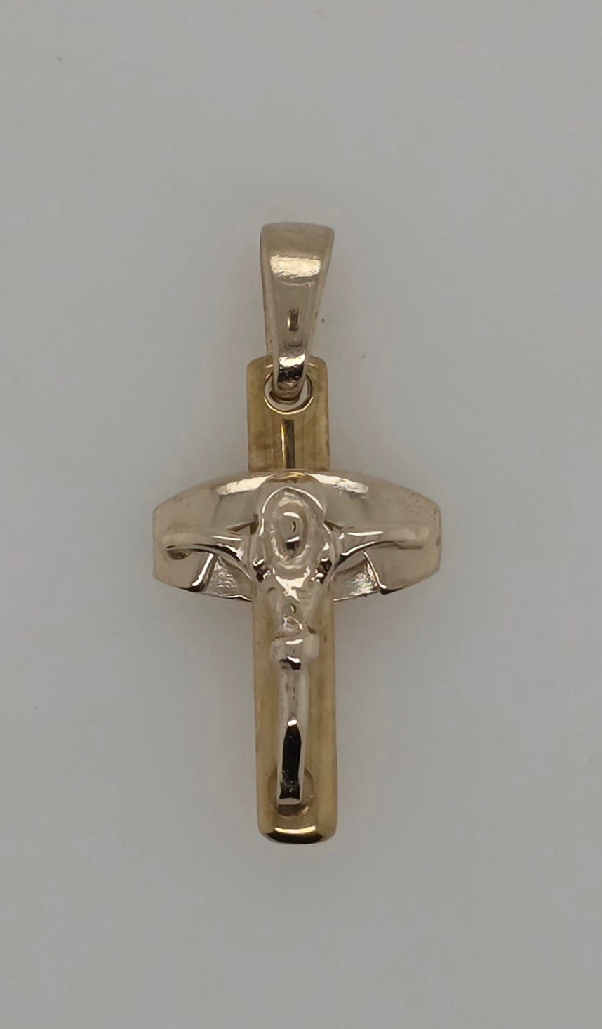 9CT TWO TONE ITALIAN SOLID SMALL CRUCIFIX