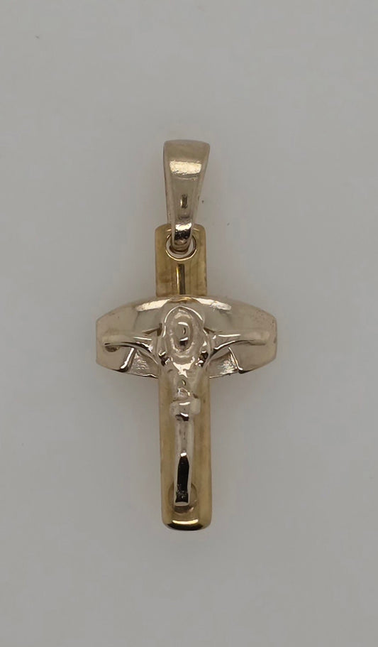 9CT TWO TONE ITALIAN SOLID SMALL CRUCIFIX