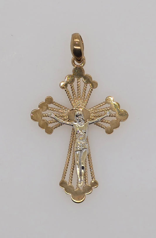 9CT TWO TONE IMPORTED FANCY CRUCIFIX