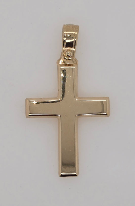9CT YELLOW GOLD SOLID POLISHED PLAIN CROSS.