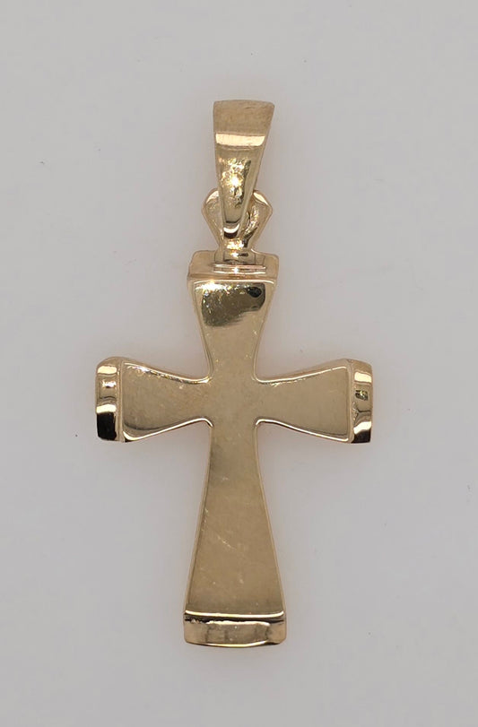 9CT YELLOW GOLD SOLID 24MM X 17MM FANCY CROSS.