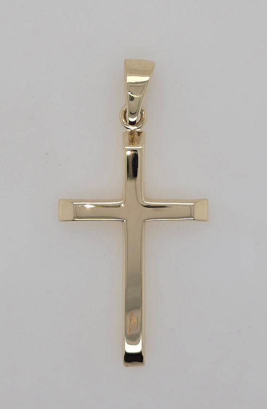 9CT YELLOW GOLD SOLID LARGE PLAIN CROSS.