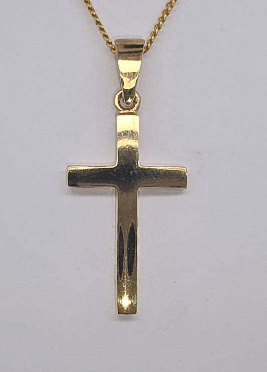 9CT YELLOW GOLD SOLID 25MM X 15MM POLISHED CROSS.