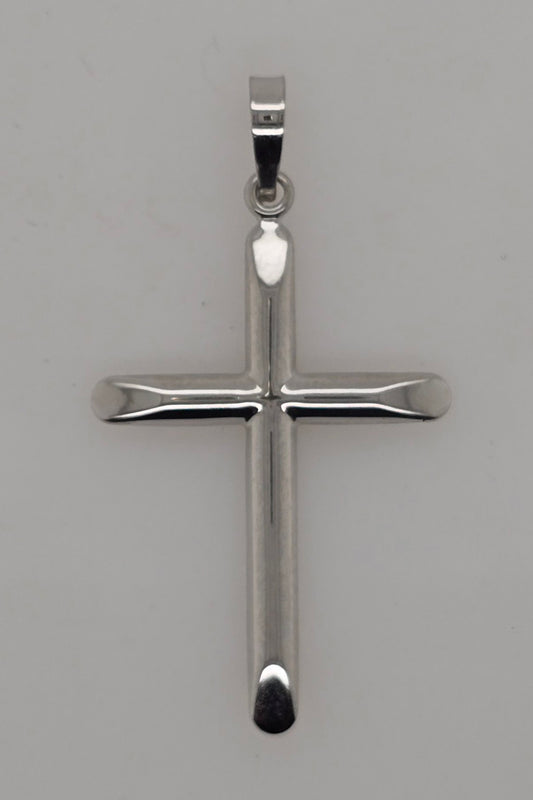 9CT WHITE GOLD IMPORTED 30MM X 20MM PLAIN LARGE CROSS.