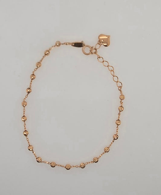 9CT ROSE GOLD 19CM 2.5MM DIAMOND CUT BALL BRACELET