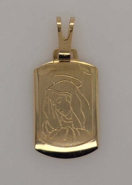 18CT YELLOW GOLD IMPORTED 22MM X 14MM MADONNA VIRGIN MARY PENDANT.