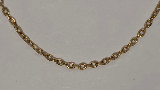 18CT YELLOW GOLD ITALIAN 45CM X .7MM WIDE OVAL LINK TRACE CHAIN.