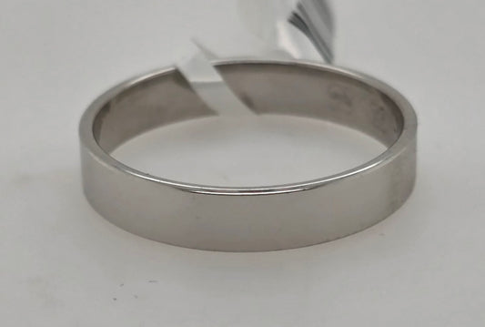 9CT WHITE GOLD 4MM X 1.1MM FLAT PROFLIE EZI FIT RING. FINGER SIZE S