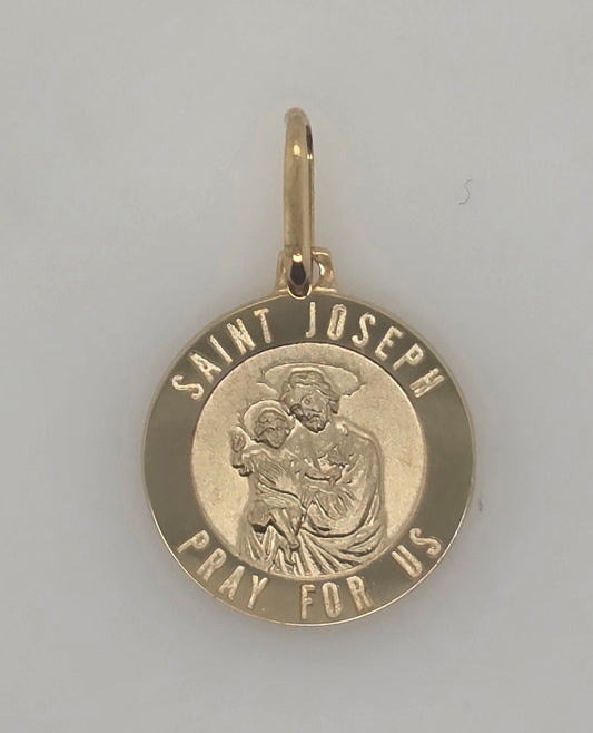 9CT YELLOW GOLD IMPORTED SOLID 15MM SAINT JOSEPH PENDANT
