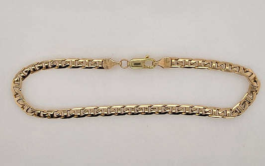 9CT YELLOW GOLD SOLID ITALIAN 21CM ANCHOR LINK BRACELETS.