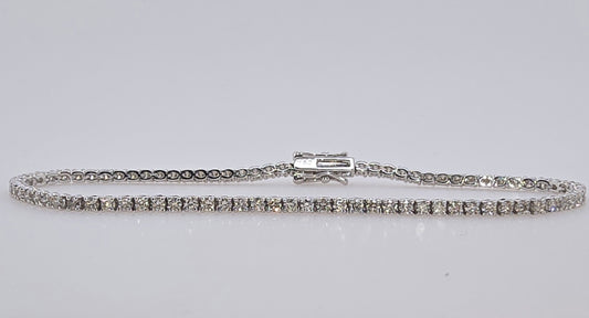 18CT WHITE GOLD 4 CLAW 18CM DIAMOND TENNIS BRACELET