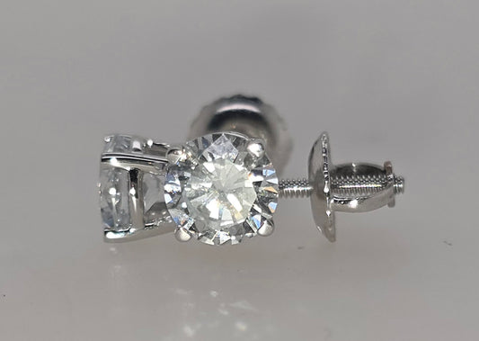 14CT WHITE GOLD ROUND BRILLIANT CUT LAB GROWN DIAMNOD STUD EARRINGS