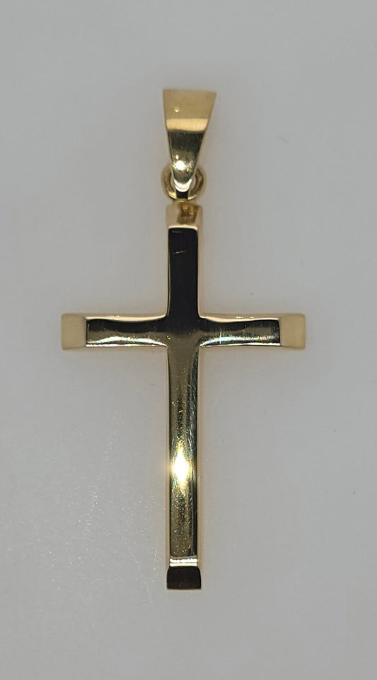 18CT YELLOW GOLD SOLID POLISHED PLAIN CROSS.