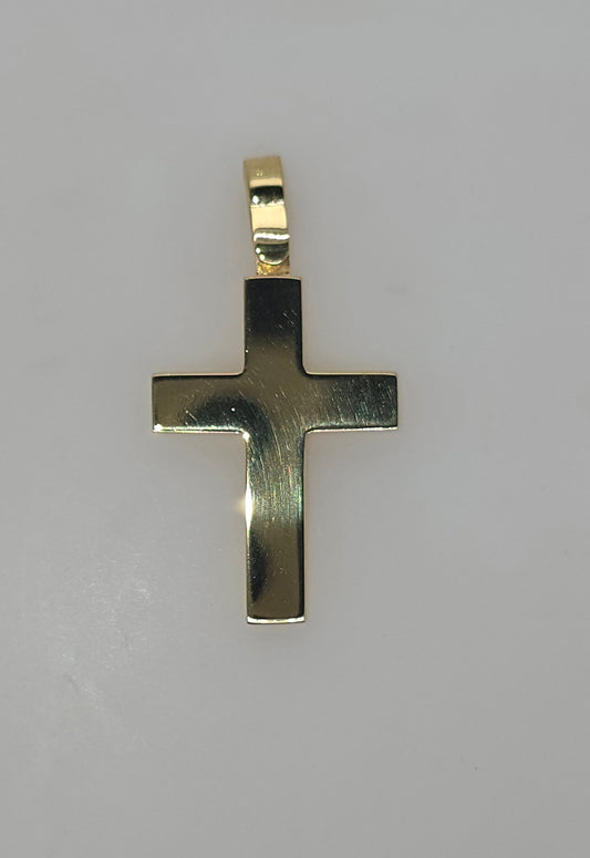18CT YELLOW GOLD IMPORTED POLISHED CROSS.