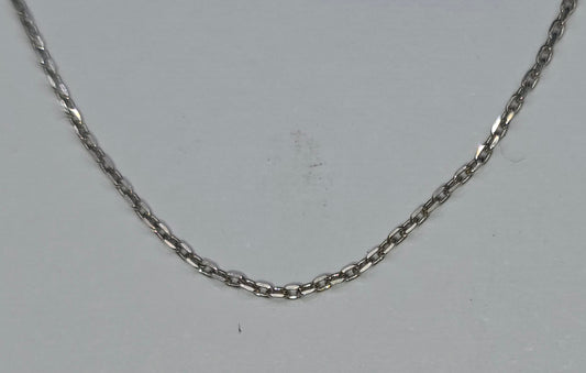 9CT WHITE GOLD ITALIAN IMPORTED 40CM 0.9GRAMS TRACE CHAIN