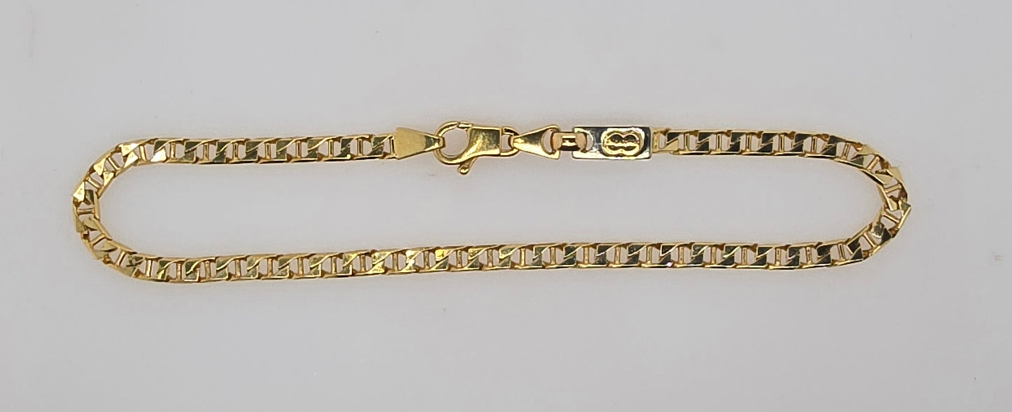 18CT YELLOW GOLD ITALIAN FANCY ANCHOR LINK 21CM BRACELET