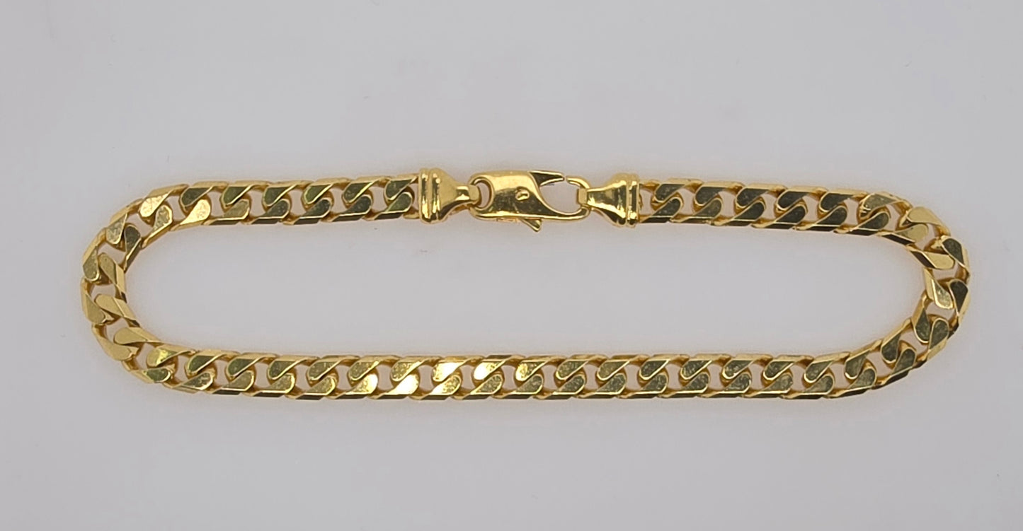 18CT YELLOW GOLD ITALIAN IMPORTED 21CM CURB BRACELET