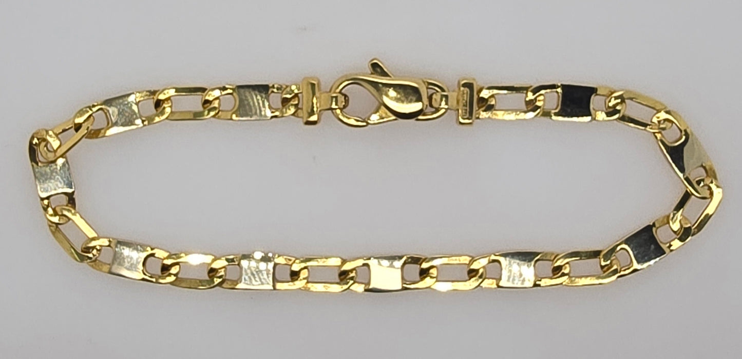 18CT TWO TONE IMPORTED ITALIAN 19CM FANCY BRACELET