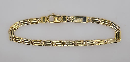 18CT TWO TONE ITALIAN IMPORTED 21CM FANCY BRACELET