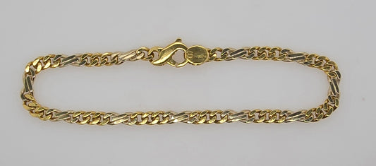 18CT TWO TONE ITALIAN IMPORTED 21CM FANCY FIGARO BRACELET