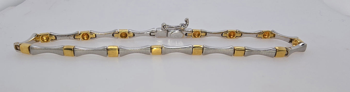 18CT TWO TONE ITALIAN IMPORTED 19CM FANCY BRACELET