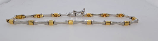 18CT TWO TONE ITALIAN IMPORTED 19CM FANCY BRACELET
