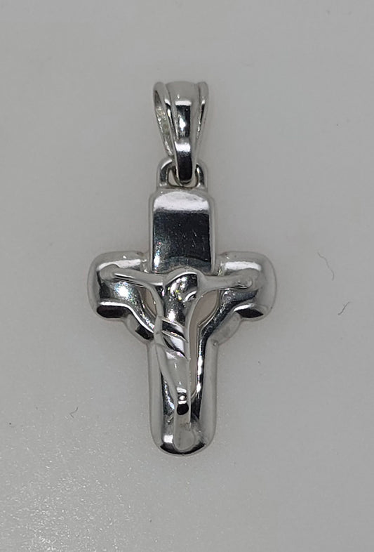 18CT WHITE GOLD IMPORTED 20MM X 13.3MM CRUCIFIX PENDANT