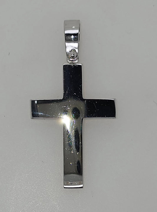 18CT WHITE GOLD IMPORTED POLISHED 25MM X 17MM CROSS PENDANT