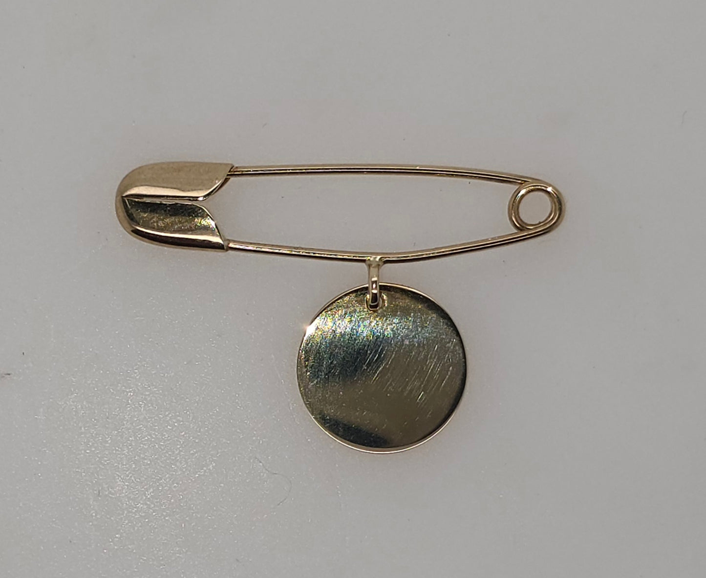 9CT YELLOW GOLD 27MM BABY PIN WITH 10MM DISC