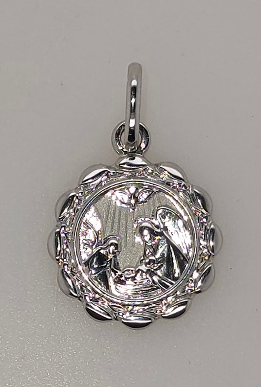 9CT WHITE GOLD IMPORTED ITALIAN BAPTISM 13MM CHARM.