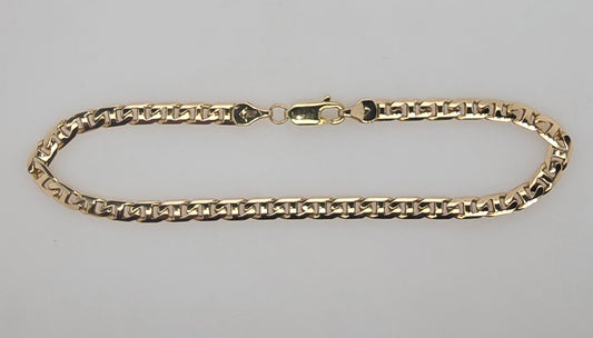 9CT YELLOW GOLD SOLID ITALIAN 21CM X 4MM ANCHOR LINK BRACELET 7GRAMS.
