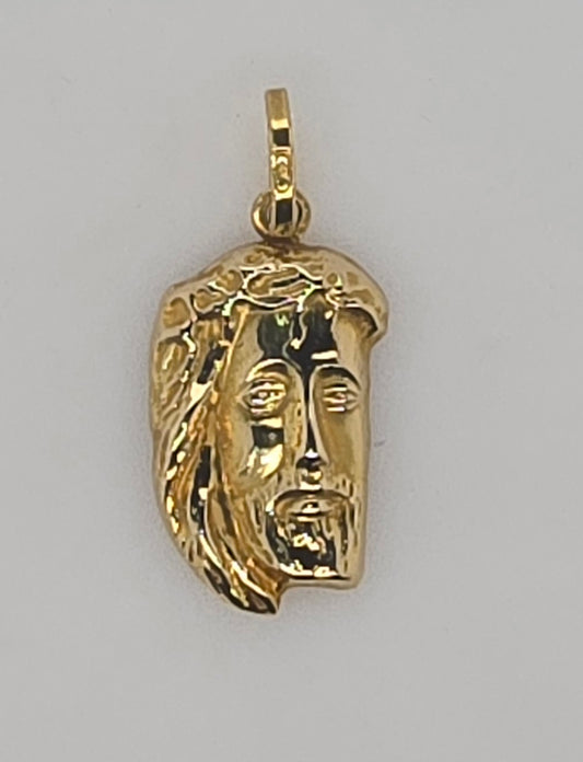 18CT YELLOW GOLD IMPORTED 22MM X 14MM 2.58GRAM JESUS HEAD.