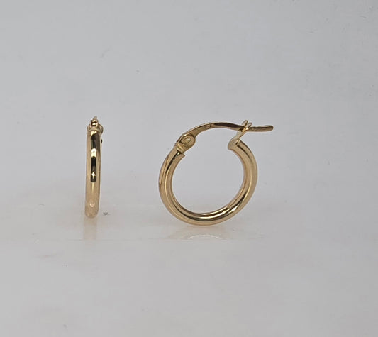 9CT YELLOW GOLD IMPORTED ITALIAN HOOP EARRINGS.