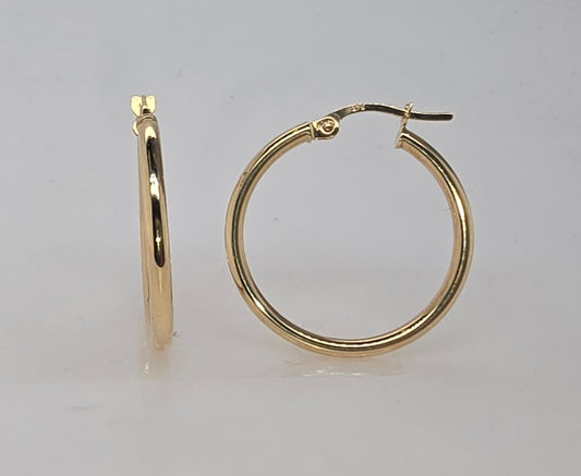 9CT YELLOW GOLD ITALIAN HOOP EARRINGS