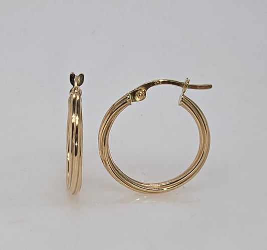 9CT YELLOW GOLD IMPORTED ITALIAN TWIST HOOP EARRINGS