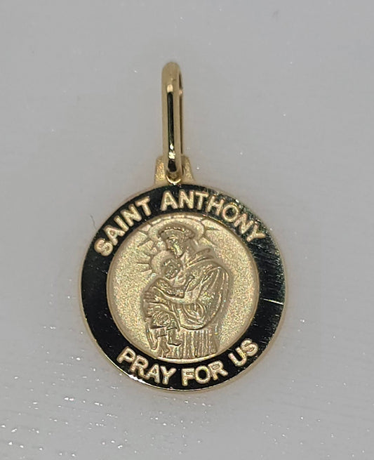 9CT YELLOW GOLD IMPORTED SOLID 15MM ST ANTHONY PENDANT.