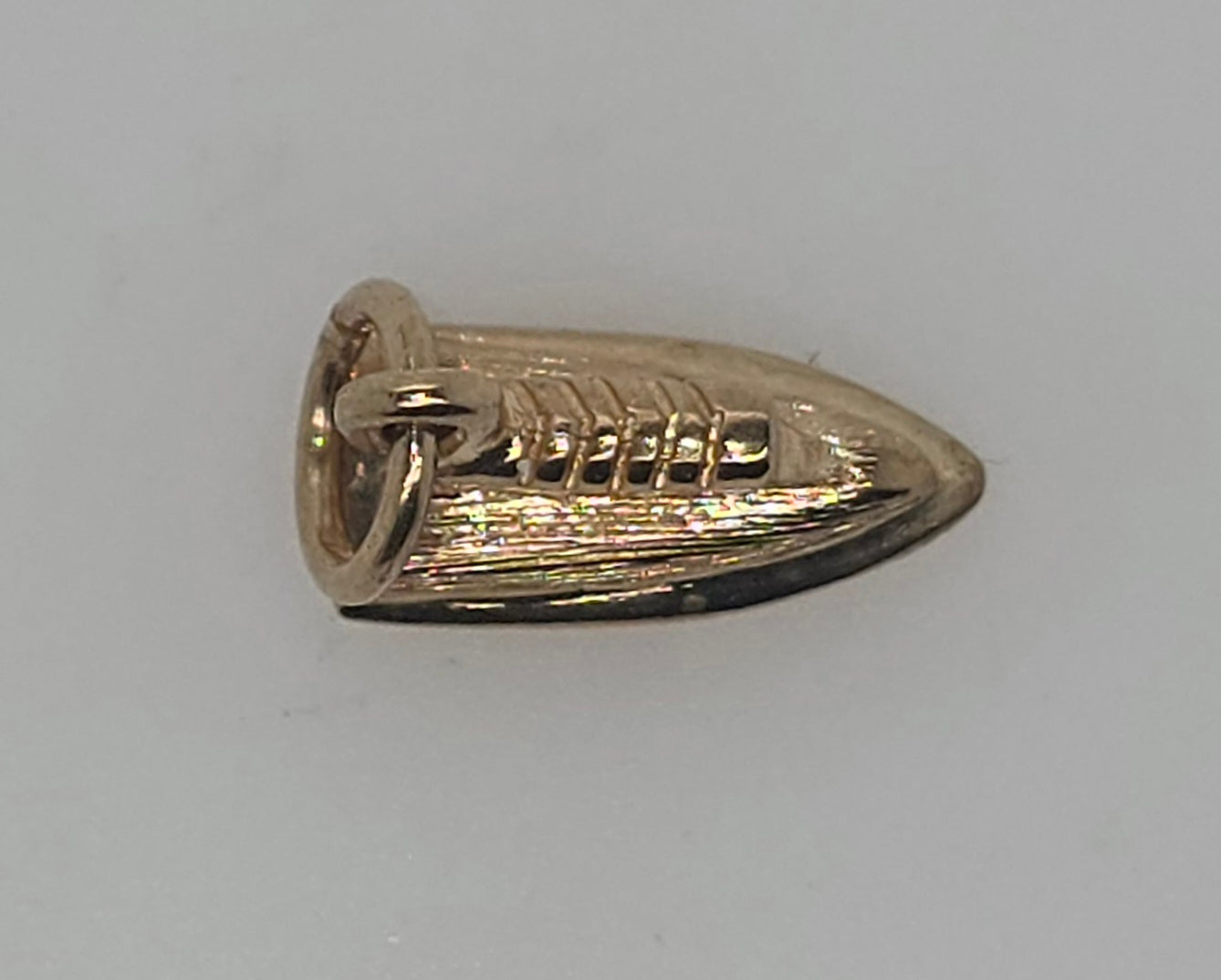 9CT YELLOW GOLD SOLID 6 X 12MM 1.5GRAM IRON CHARM.