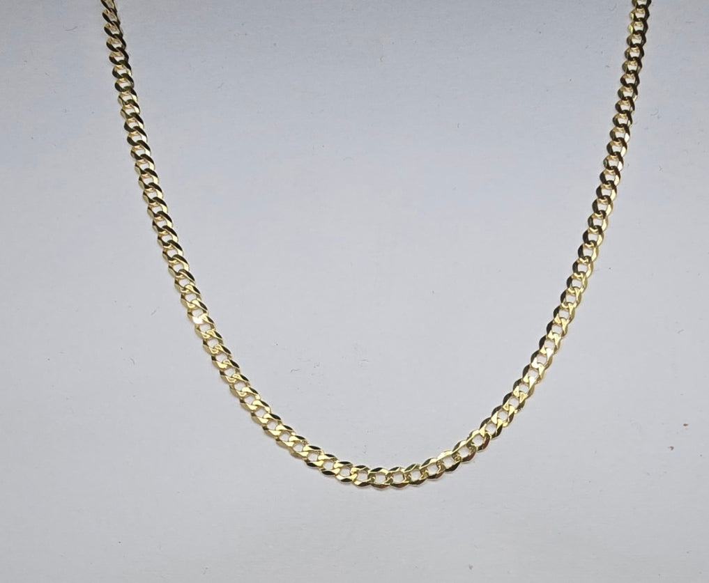 9CT YELLOW GOLD IMPORTED 55CM FLAT CURB CHAIN